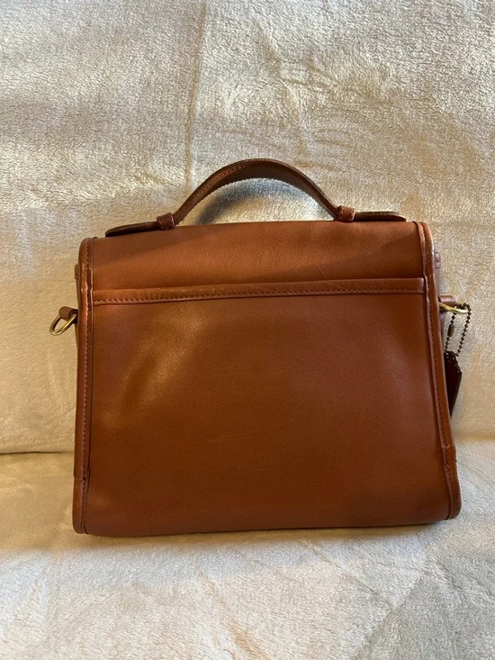 Coach tan Court Vintage Leather Top-Handle Satchel with Turn-Lock - Picture 2 of 11
